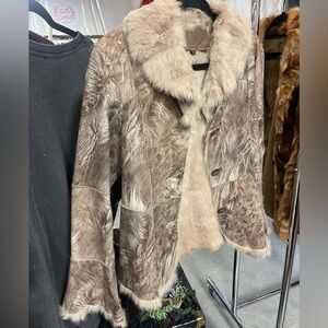 70s Vintage Fur Jacket with Collar Detail and Bell Sleeves